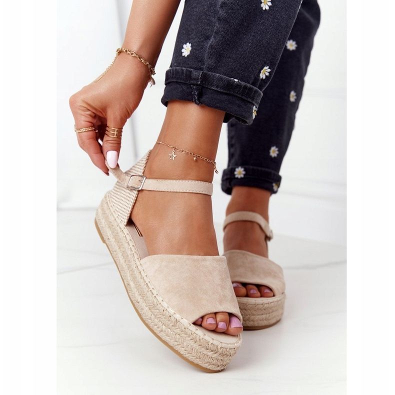 Sandales Megara beiges sur plateforme tressée 2 Sandales Megara beiges sur plateforme tressée 2