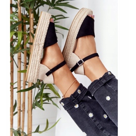 Sandales noires Megara noires sur la plate-forme tressée beige le noir 1