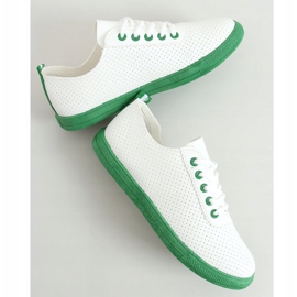 Baskets à lacets femme, blanches et vertes LA44 Green 1