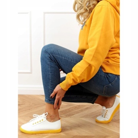 Baskets à lacets femme, blanc et jaune LA44 Jaune blanche 3