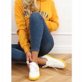 Baskets à lacets femme, blanc et jaune LA44 Jaune blanche 2