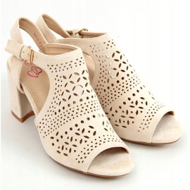 Sandales ajourées beiges à talons hauts 429-10 Beige 1
