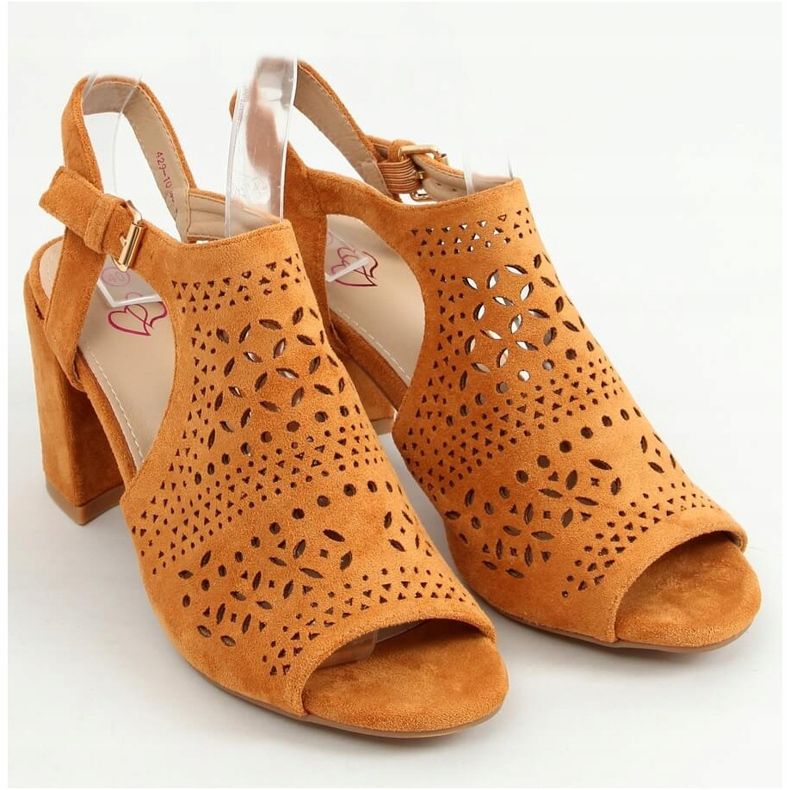Sandales ajourées talons hauts camel 429-10 Camel brun 1