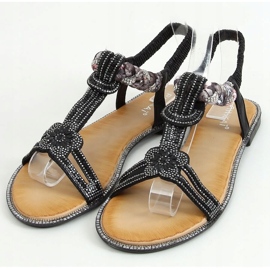 Sandales noires avec zircones cubiques JN11-10 Noir le noir 1