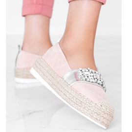 Espadrilles beiges avec pierres Cher argent 2