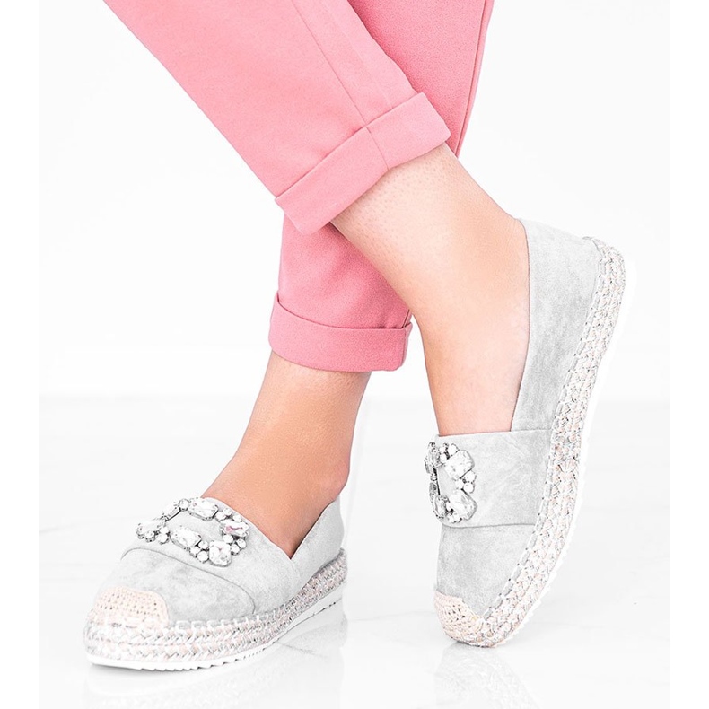 Espadrilles grises ornées de pierres Cuban Vibe 1