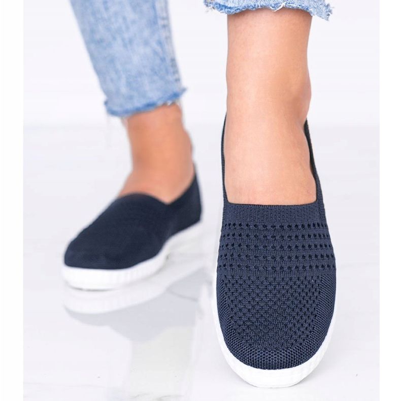 Baskets Funk ajourées Slip On bleu marine 1