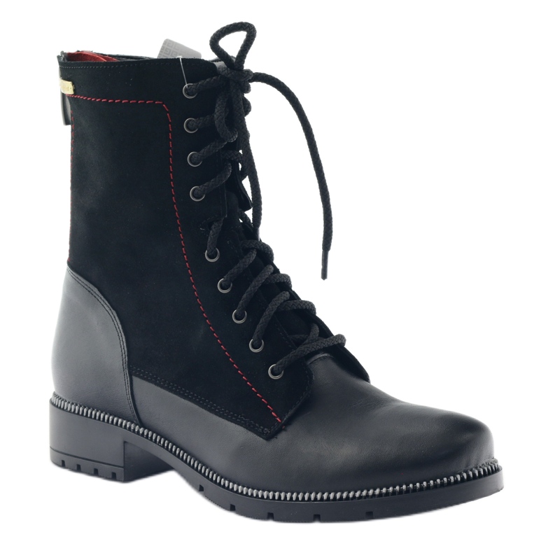 Bottes en cuir pour femmes Kazkobut 2809 bottes noires le noir rouge 1