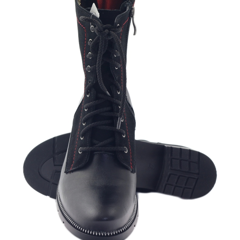 Bottes en cuir pour femmes Kazkobut 2809 bottes noires le noir rouge 5