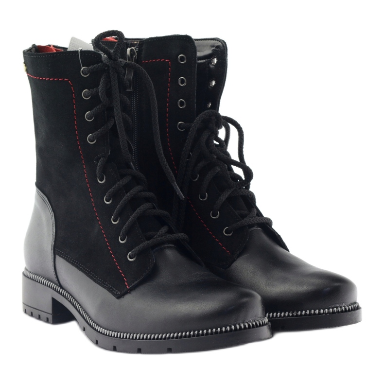 Bottes en cuir pour femmes Kazkobut 2809 bottes noires rouge 6