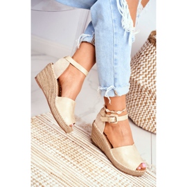 Evento Sandales Sur Compensées Pour Femmes Espadrilles Doré d'or 2