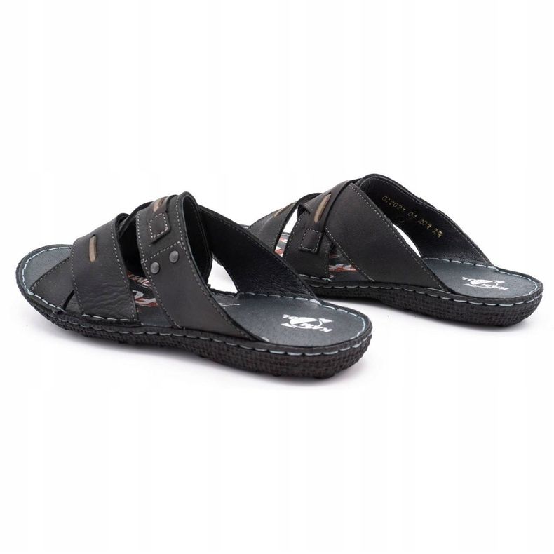 Kampol Chaussons cuir homme 201/3 noir le noir 4