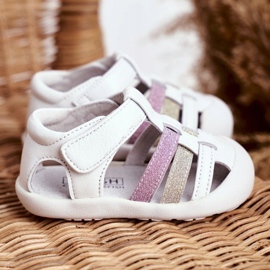 Apawwa Sandales Enfant avec Velcro Glitter Blanc Ontario rose doré 3