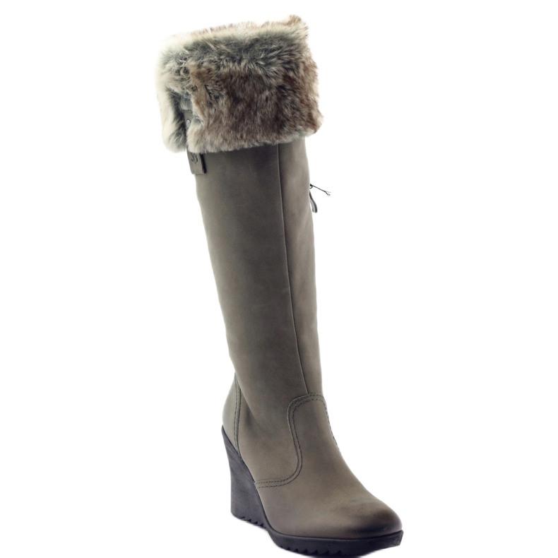 Bottes Caprice en cuir avec fourrure 25607 gris 1