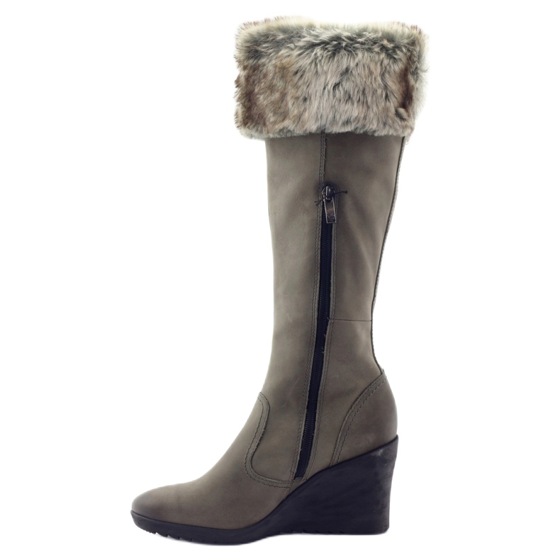 Bottes Caprice en cuir avec fourrure 25607 gris 2