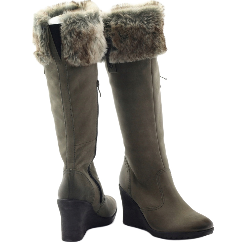 Bottes Caprice en cuir avec fourrure 25607 gris 3