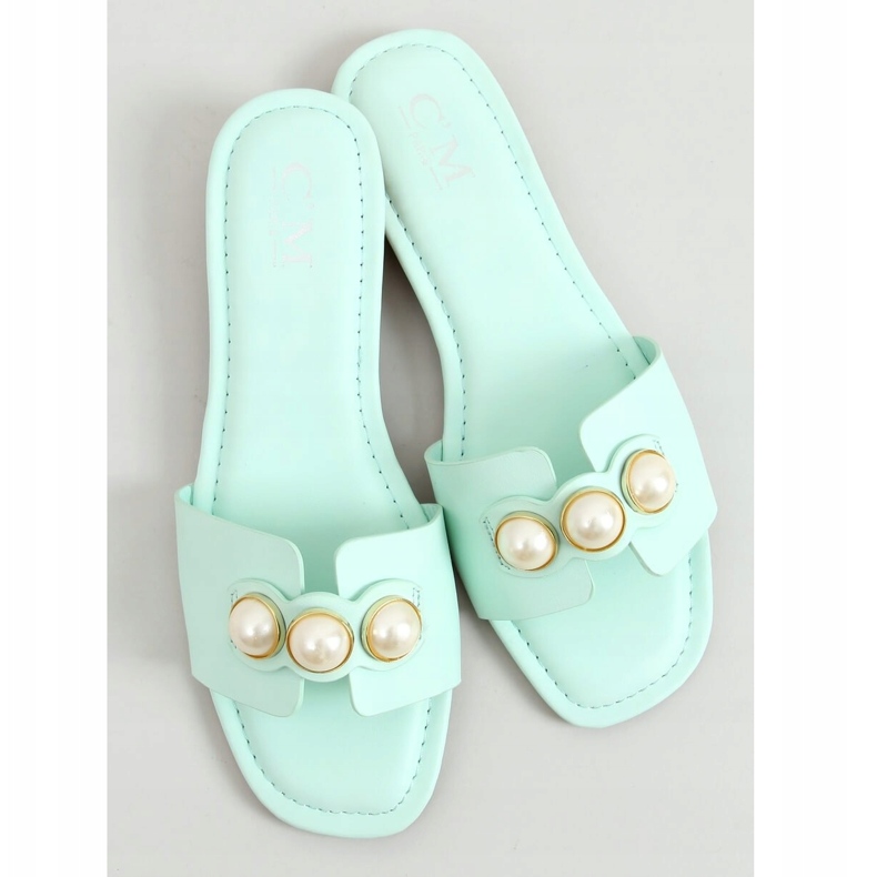 Chaussons avec perles menthe 55-37 LT.GREEN vert 1 Chaussons avec perles menthe 55-37 LT.GREEN vert 1