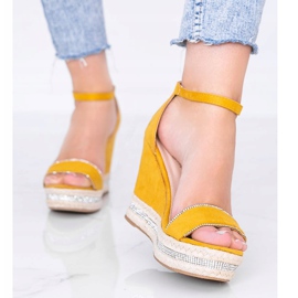 Sandales compensées moutarde avec oxydes de zirconium Sun Sparrow jaune 1