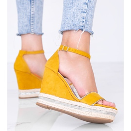 Sandales compensées moutarde avec oxydes de zirconium Sun Sparrow jaune 2
