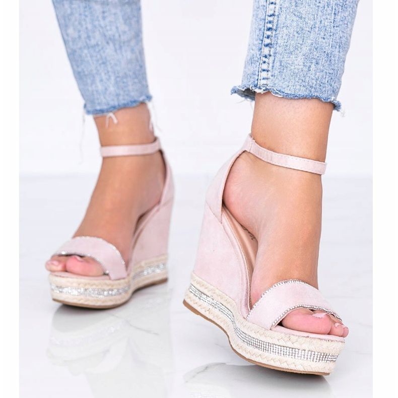 Sandales compensées beiges avec oxyde de zirconium Sun Sparrow 1