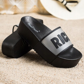 Small Swan Pantoufles à plateforme riche noir 1