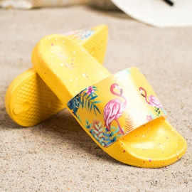 Bona Des tongs à la mode avec un flamant rose jaune 2