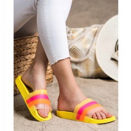 Bona Tongs confortables à rayures colorées jaune 1