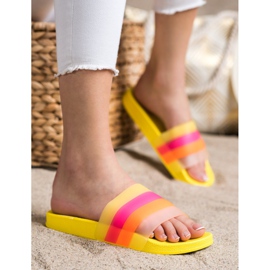 Bona Tongs confortables à rayures colorées jaune 2