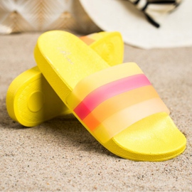 Bona Tongs confortables à rayures colorées jaune 3