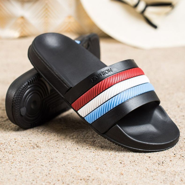 Bona Pantoufles À Rayures Colorées le noir 1 Bona Pantoufles À Rayures Colorées le noir 1