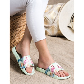 Bona Des tongs à la mode avec un flamant rose vert 1