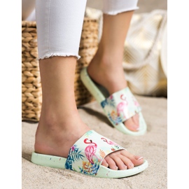 Bona Des tongs à la mode avec un flamant rose vert 2