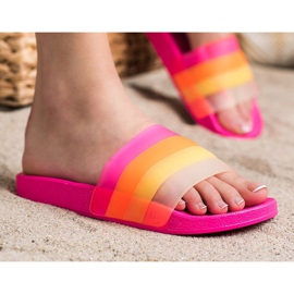 Bona Tongs confortables à rayures colorées rose 3
