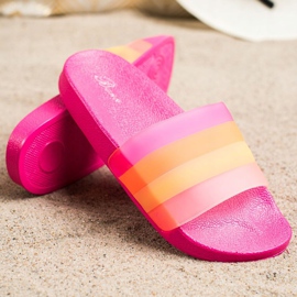 Bona Tongs confortables à rayures colorées rose 2