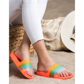 Bona Tongs confortables à rayures colorées orange 1