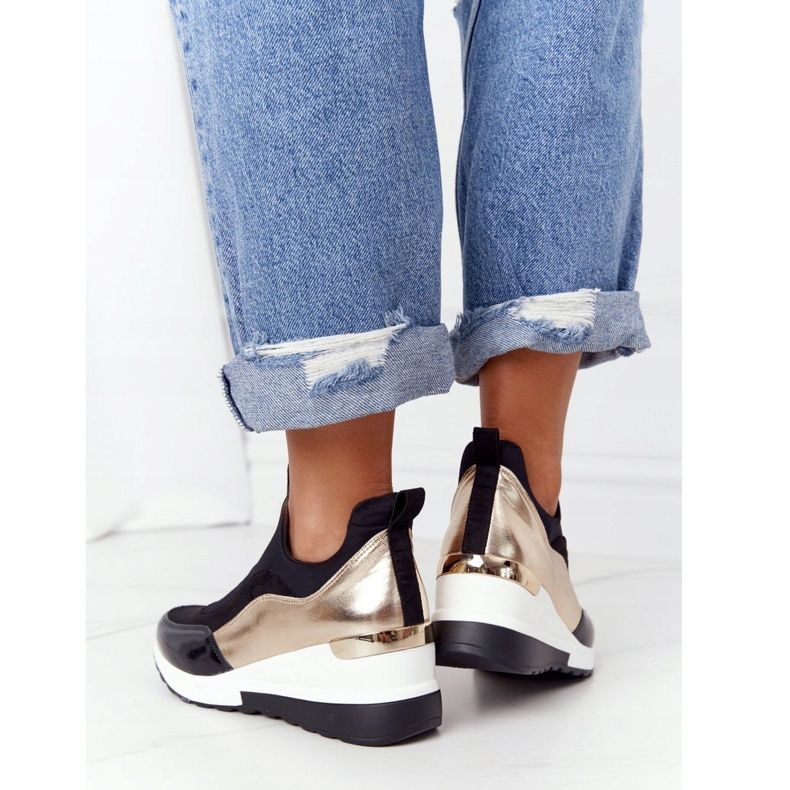 PE1 Baskets Compensées Noir et Or City Beat 2