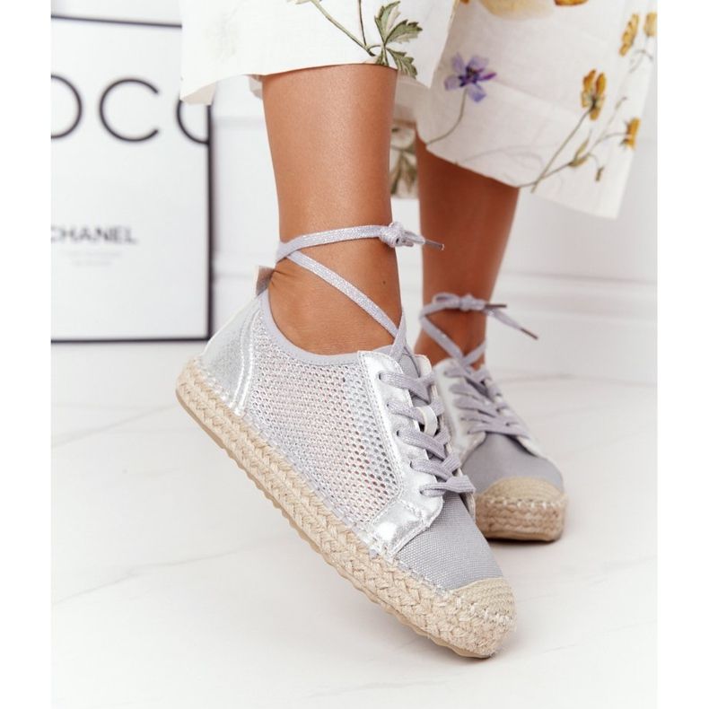 S.Barski Espadrilles Ajourées Lacées S. Barski L17704 Argent 2