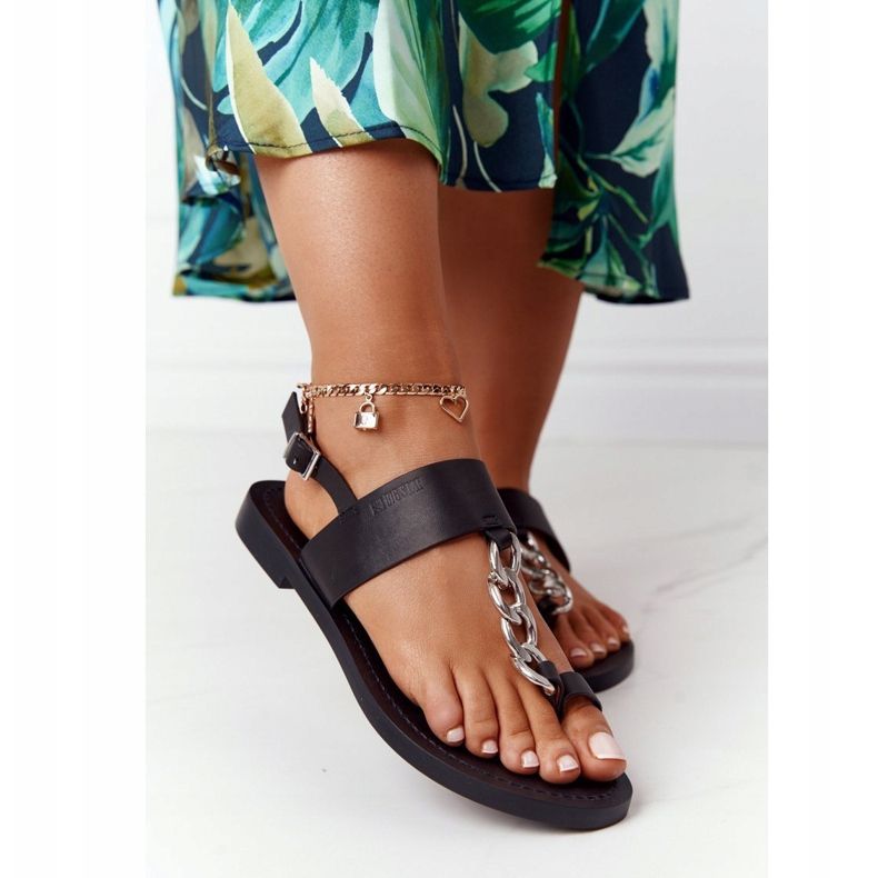 Sandales en cuir Tongs Big Star HH274705 Noir 2