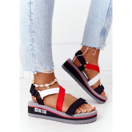 Sandales compensées en mousse Big Star HH274A082 Rouge-Blanc blanche le noir 2