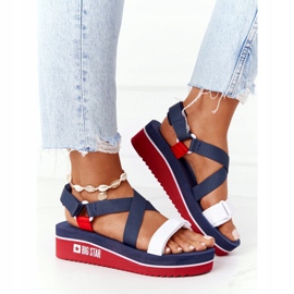 Sandales compensées en mousse Big Star HH274A084 bleu marine rouge 1