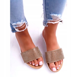 Pantoufles à paillettes dorées Lu Boo pour femmes 3