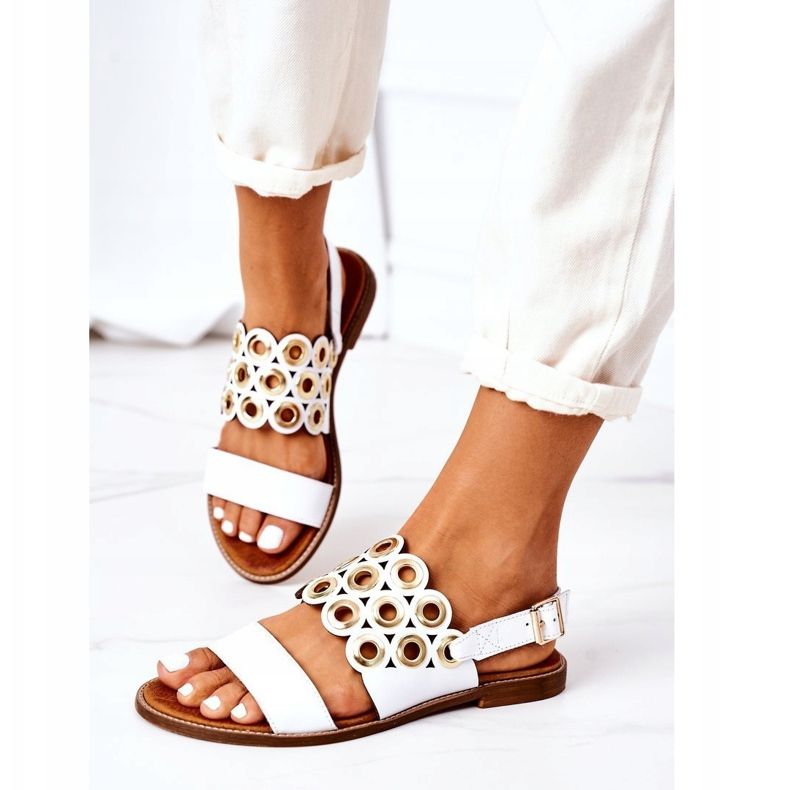 Sandales Cuir Ajourées Lewski Shoes 3042 Blanc 2
