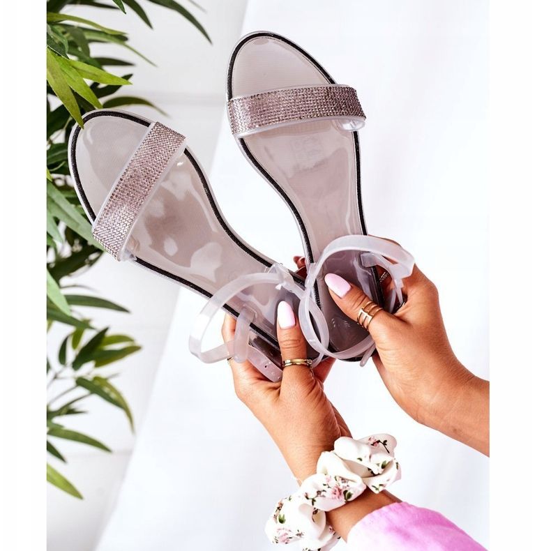 LU BOO Sandales en caoutchouc à paillettes grises Beach Time argent 2 LU BOO Sandales en caoutchouc à paillettes grises Beach Time argent 2