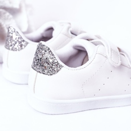 Baskets Enfant Avec Velcro Blanc et Argent Cute Girl 1
