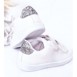 Baskets Enfant Avec Velcro Blanc et Argent Cute Girl blanche 2