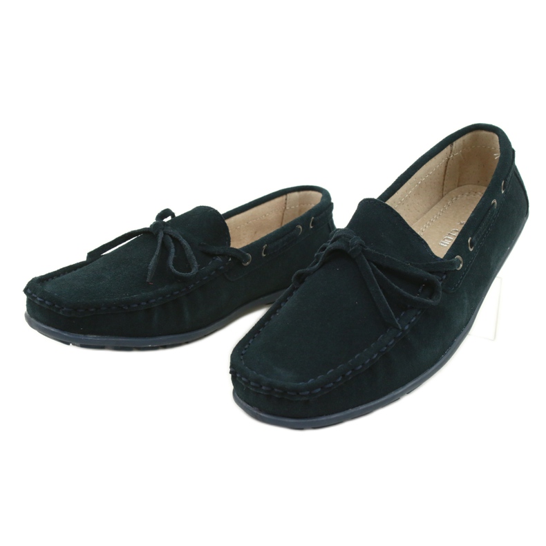 Mocassins femme en cuir American Club JK05 bleu 2