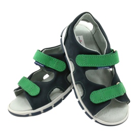 Sandales pour garçons en cuir pour Velcro Mazurek 314 Green marine bleu 4