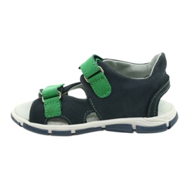 Sandales Velcro enfant en cuir Mazurek 314, bleu marine vert 1