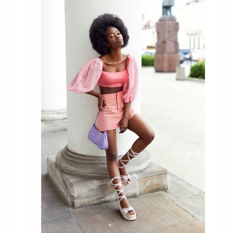 PS1 Sandales Nouées Sur Une Plateforme Tressée Violet La Palma beige 1