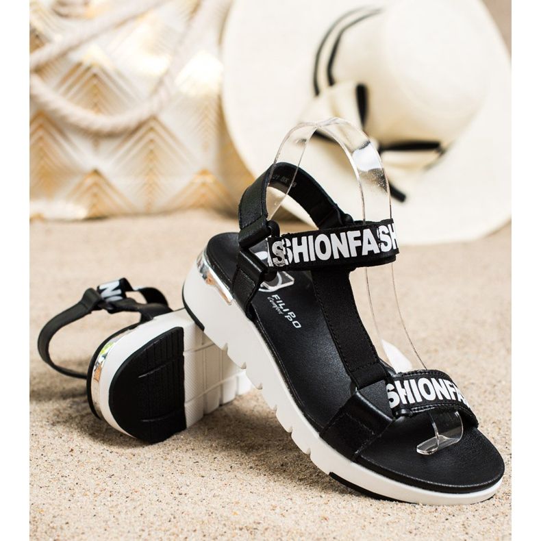 Filippo Sandales de mode en cuir le noir 1